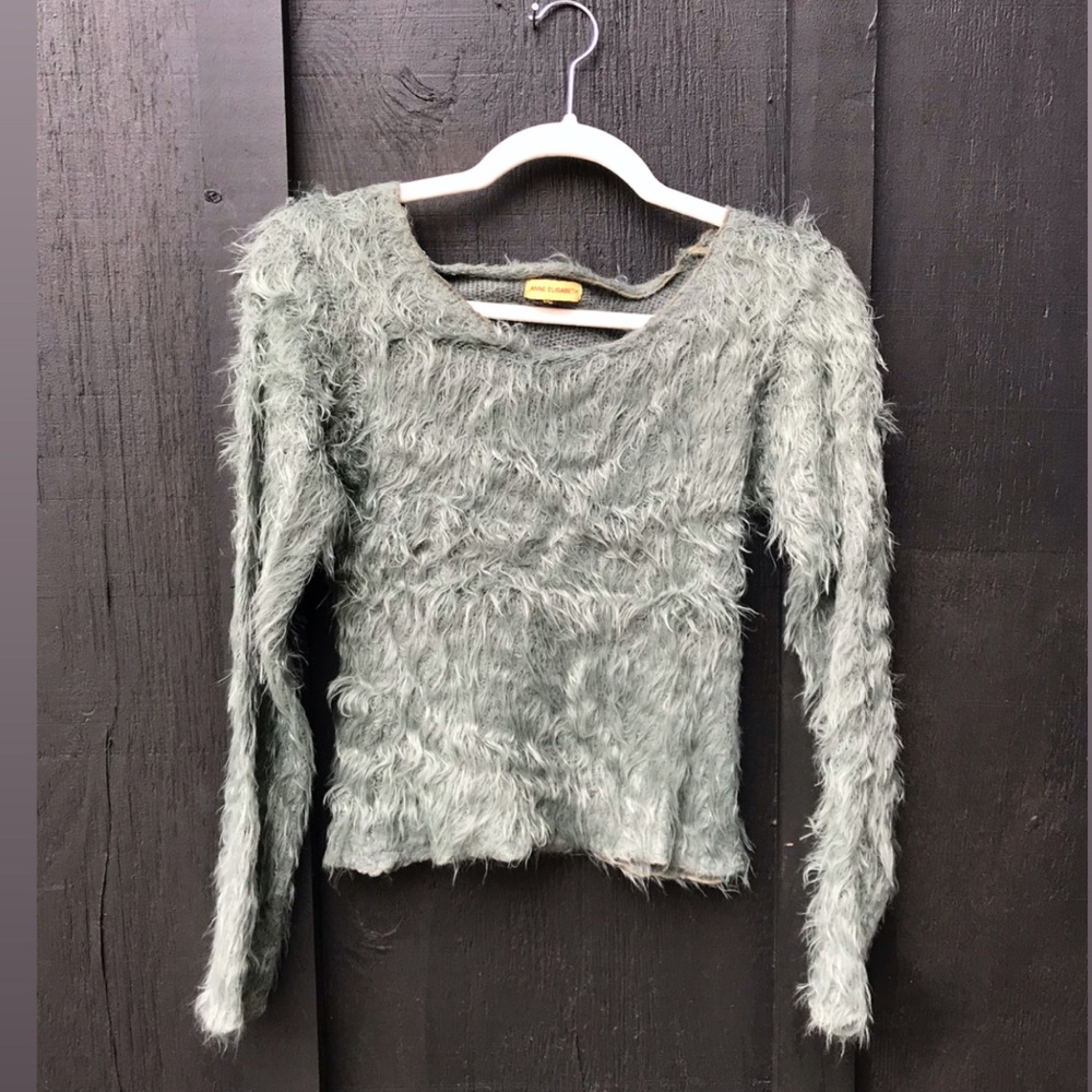vintage seafoam fuzzy sweater anne elizabeth